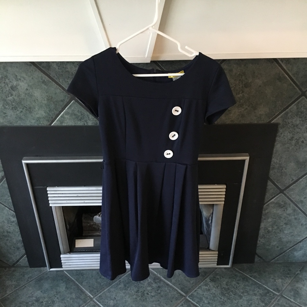 ModCloth navy dress with white buttons